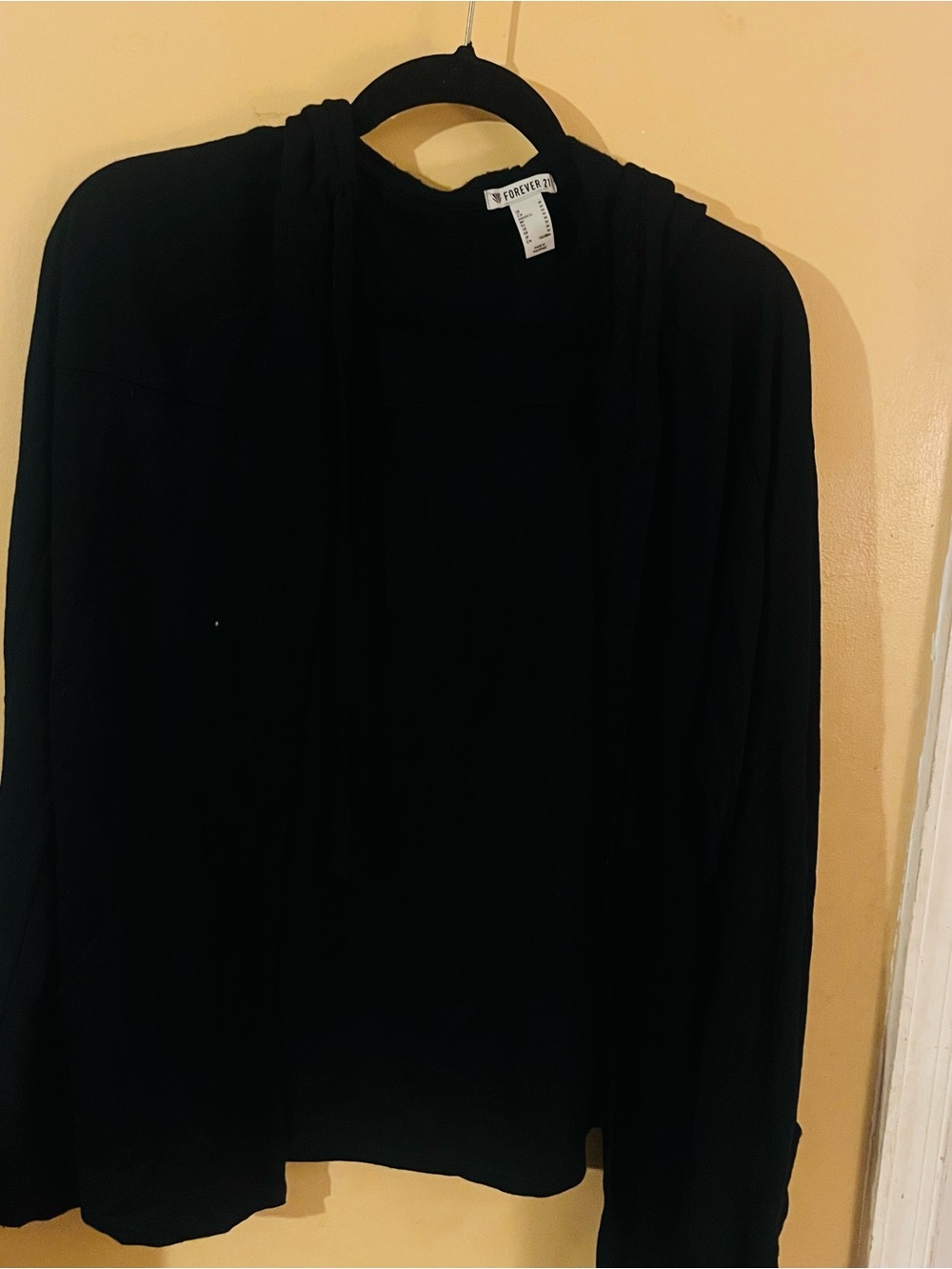Forever 21 Black Hooded Open Cardigan